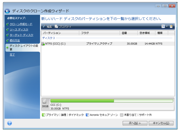 手動パーティション クローン作成ウィザード