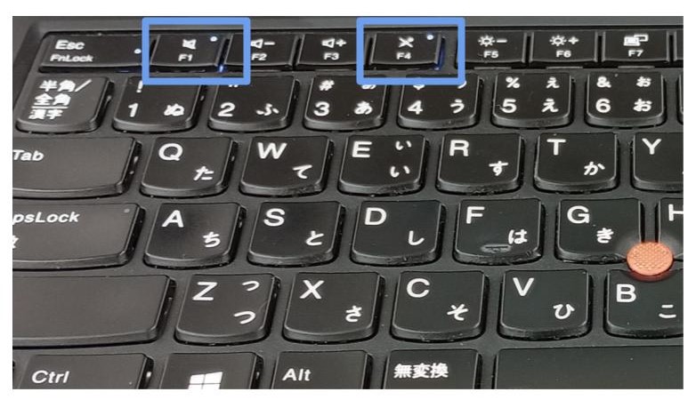 ThinkPad はスピーカーとマイクの状態を示すランプがキーボードにある